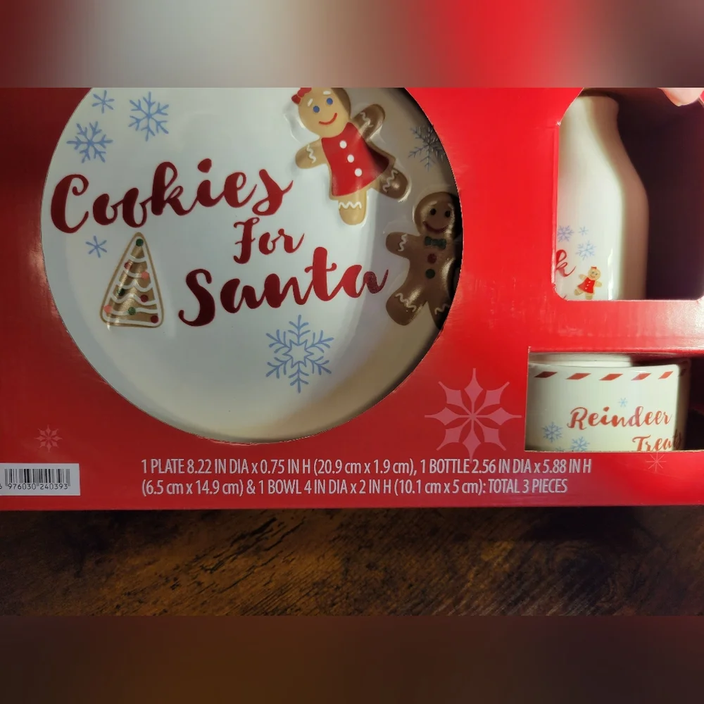 Holiday Time Red / White Santa Cookies for Santa 3 piece Set